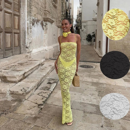 Lace Slip Maxi Dress Dollella