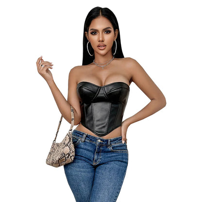 Faux Leather Bustier Top