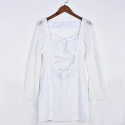 Ivory Halo Long Sleeve Mesh Mini
