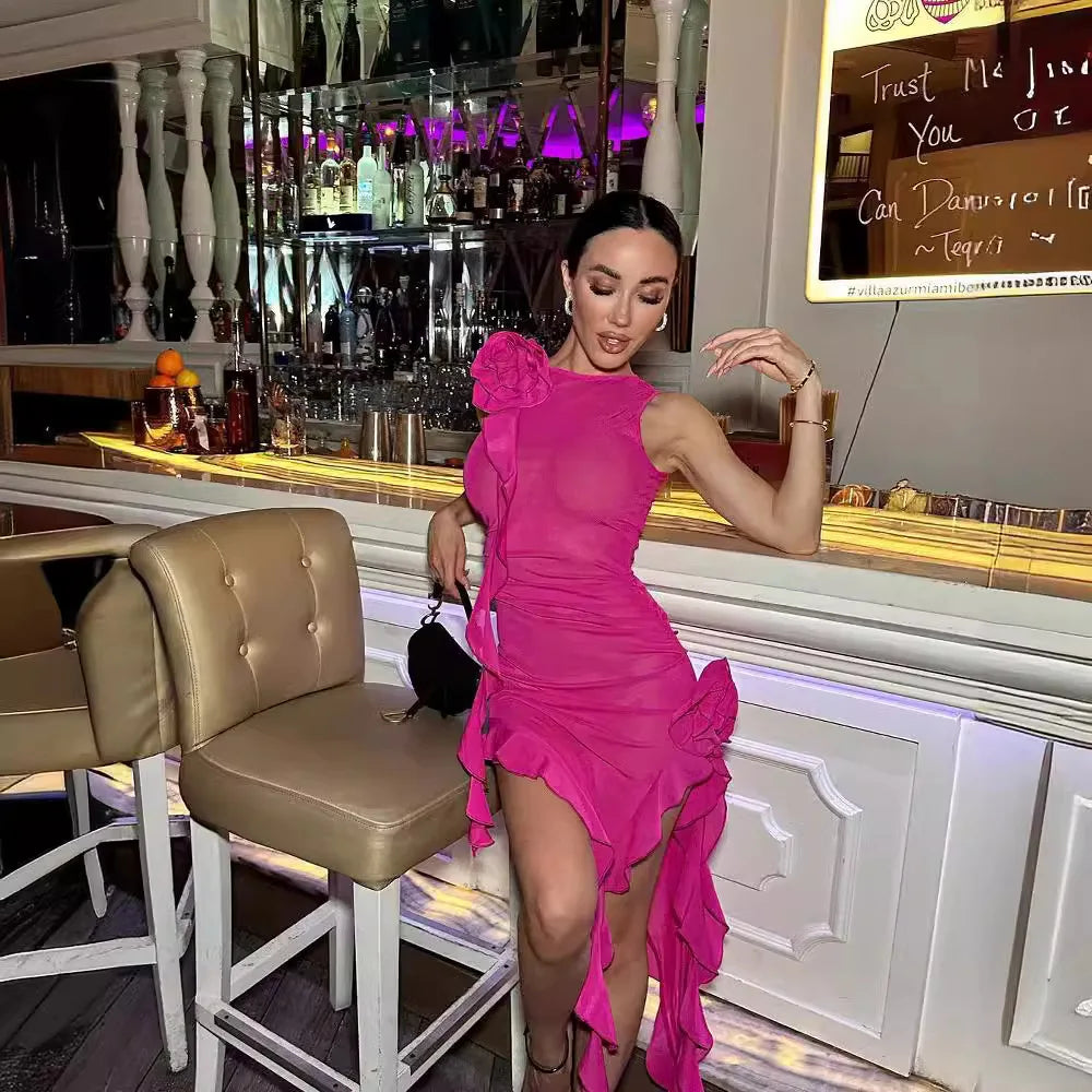 Fuchsia Flounce Dress Dollella