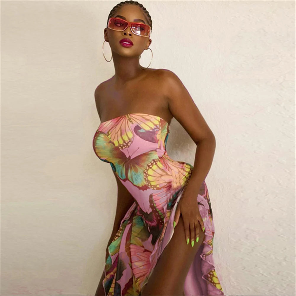 Butterfly Kiss High-Slit Midi