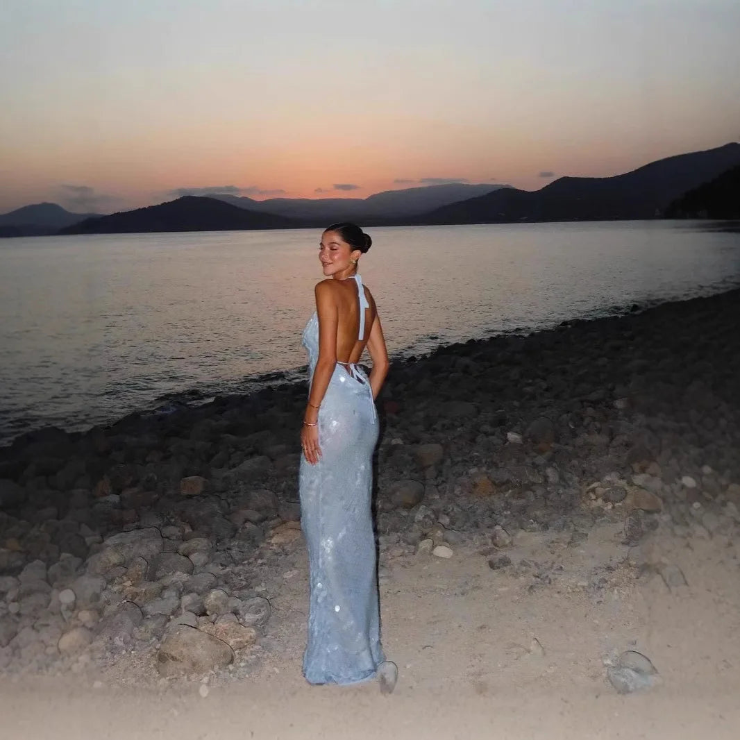 Frozen Sapphire Evening Dress Dollella
