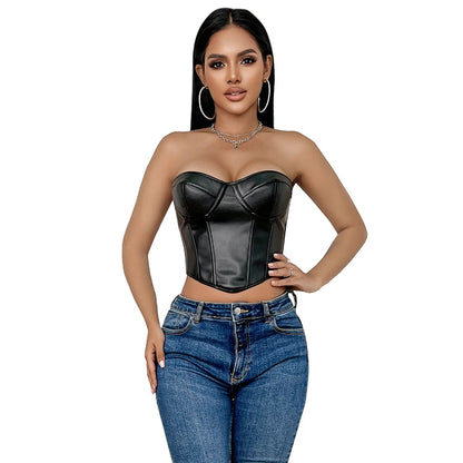 Faux Leather Bustier Top