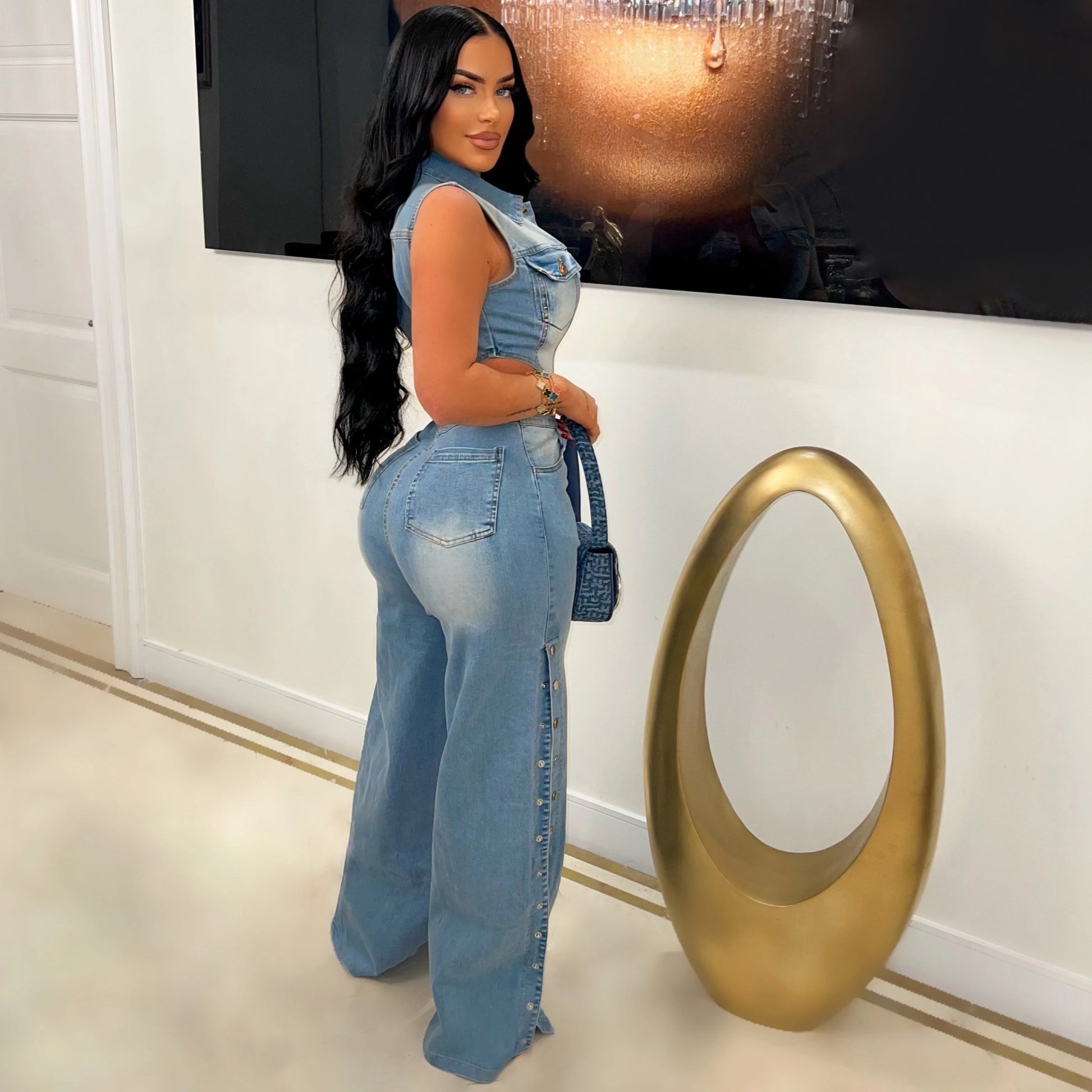 Bad & Buttoned Denim jumpsuit - Dollella