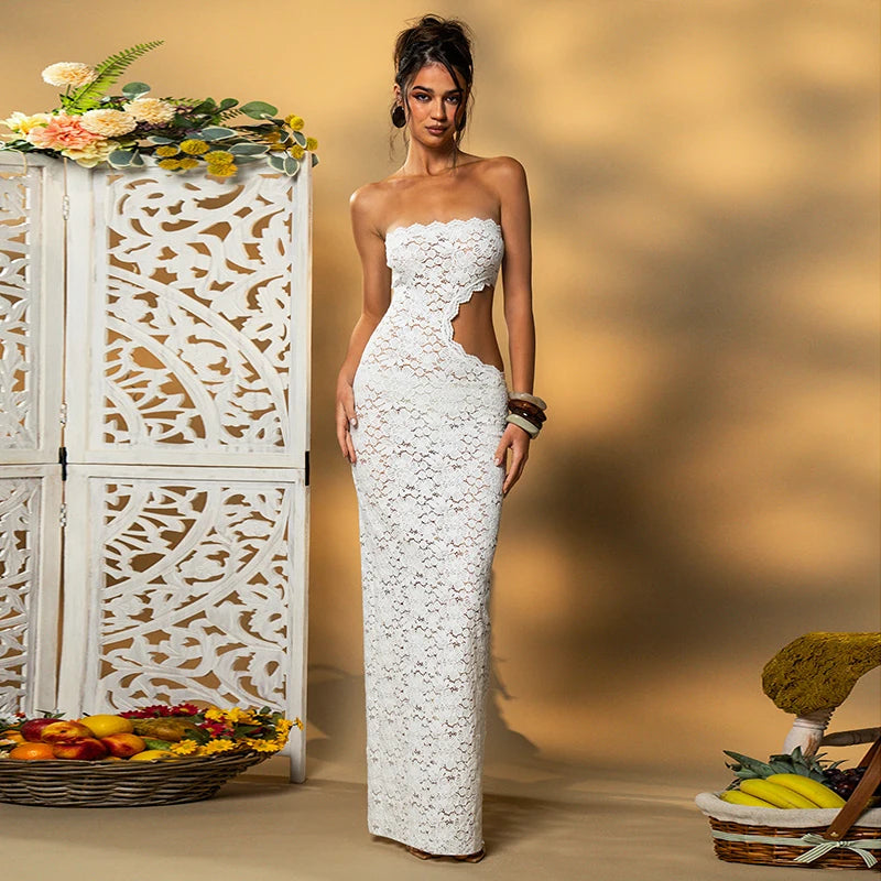 Moonlight Lace Strapless Gown - Dollella