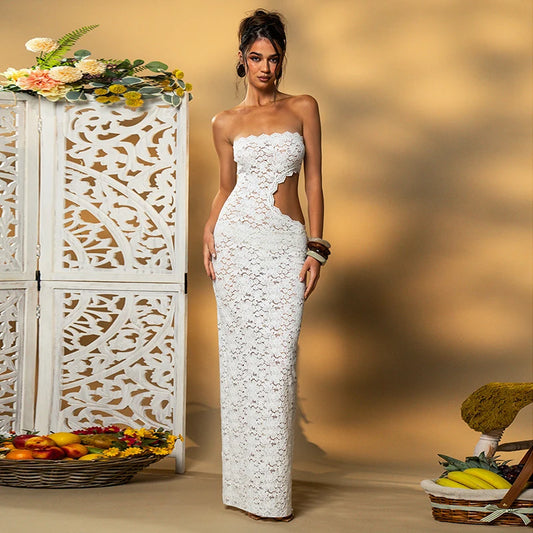 Moonlight Lace Strapless Gown