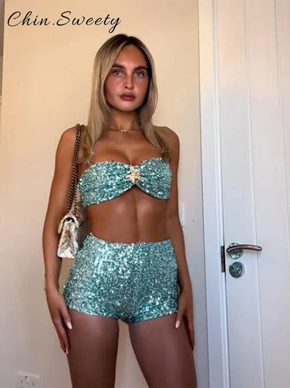 Aqua Star Sequin Co-ord