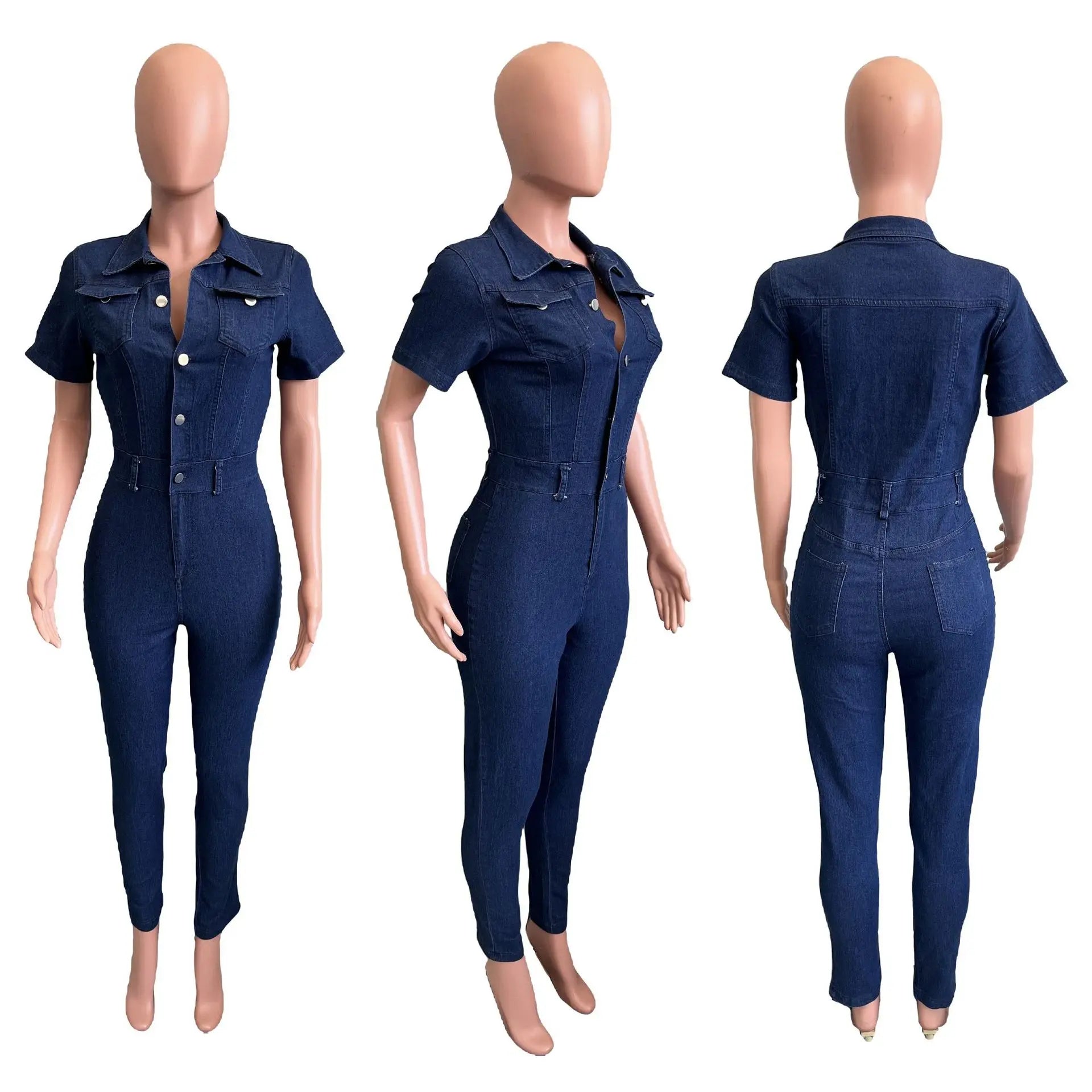 Chic Denim Jumpsuit - Dollella