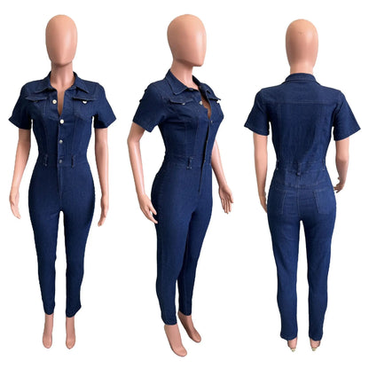 Chic Denim Jumpsuit - Dollella
