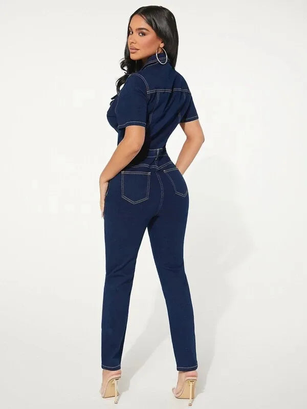Chic Denim Jumpsuit - Dollella