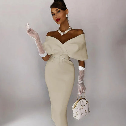 Timeless Off-Shoulder Midi