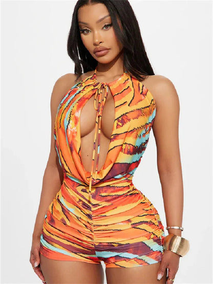 Orange Pop Halter Romper Dollella
