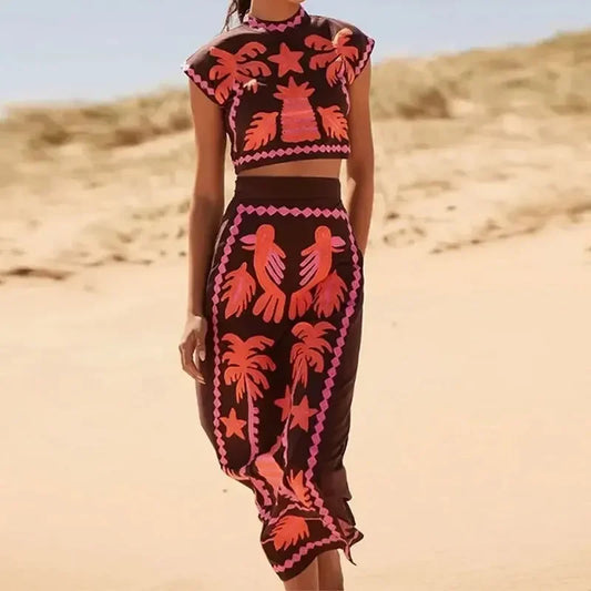 Vintage Boho Co-Ord Skirt Set