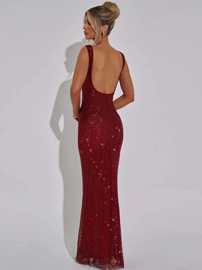 Sass & Sparkle Backless Sequin Gown