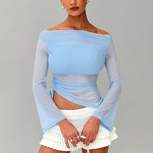 Glam Mesh Off-Shoulder Top
