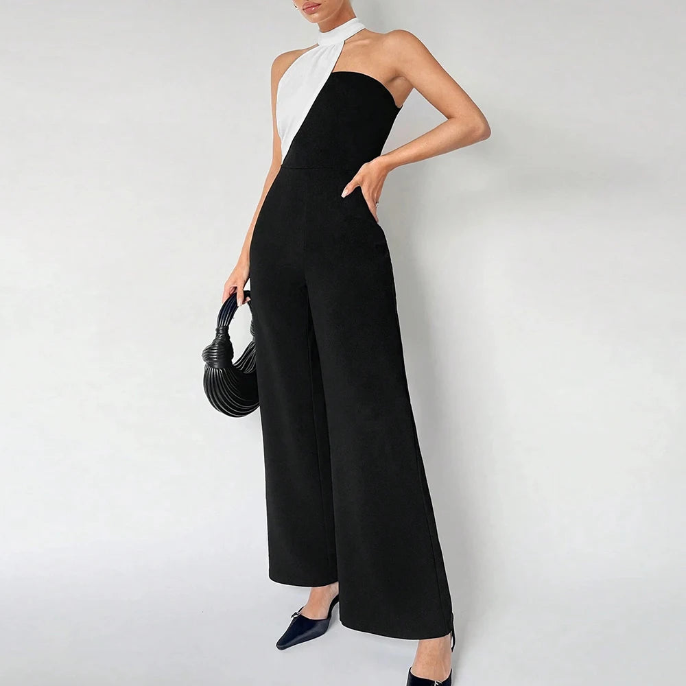 Two-Tone Halter Jumpsuit - Dollella