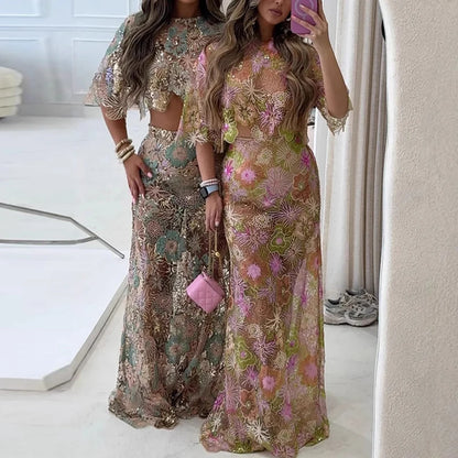 Rosevine Embroidery Two-Piece
