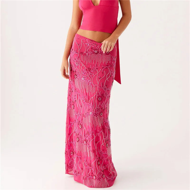 Sparkle Bloom Maxi Skirt Dollella