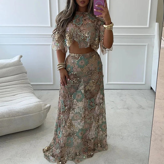 Rosevine Embroidery Two-Piece