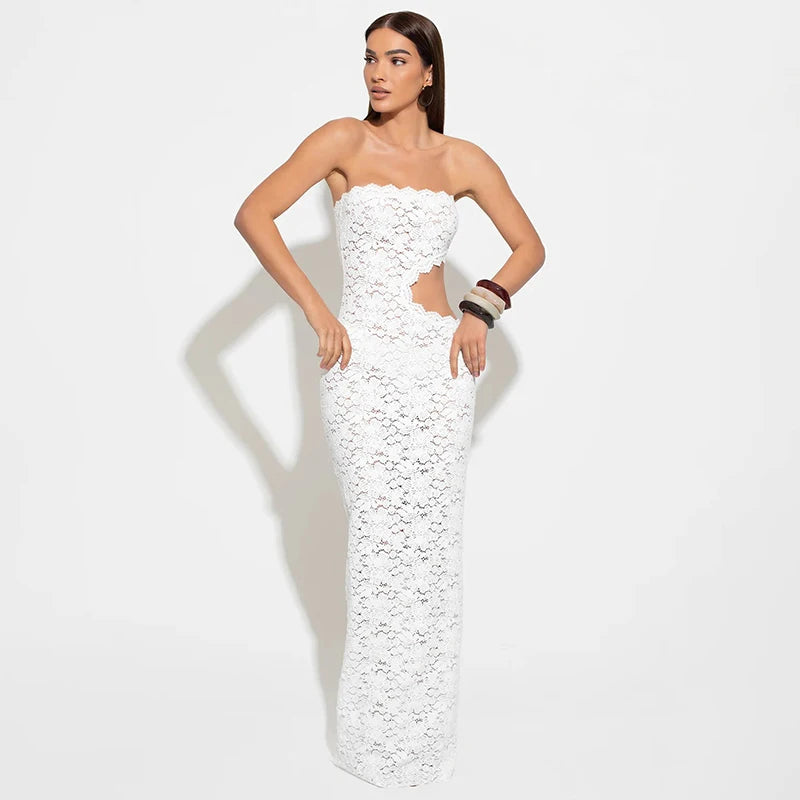 Moonlight Lace Strapless Gown - Dollella