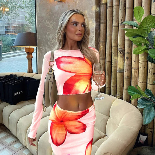 Petal Harmony Top & Skirt Set