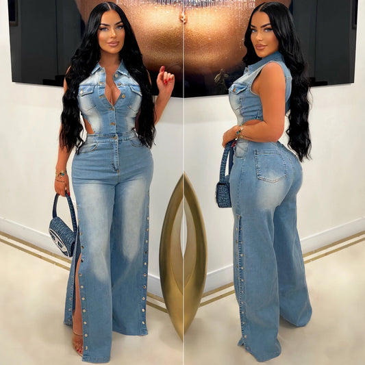 Bad & Buttoned Denim jumpsuit