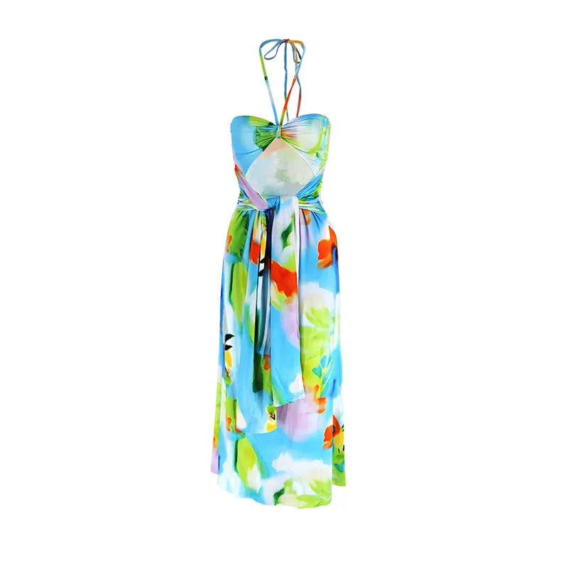 Rainbow Breeze Halter Maxi Dress Dollella
