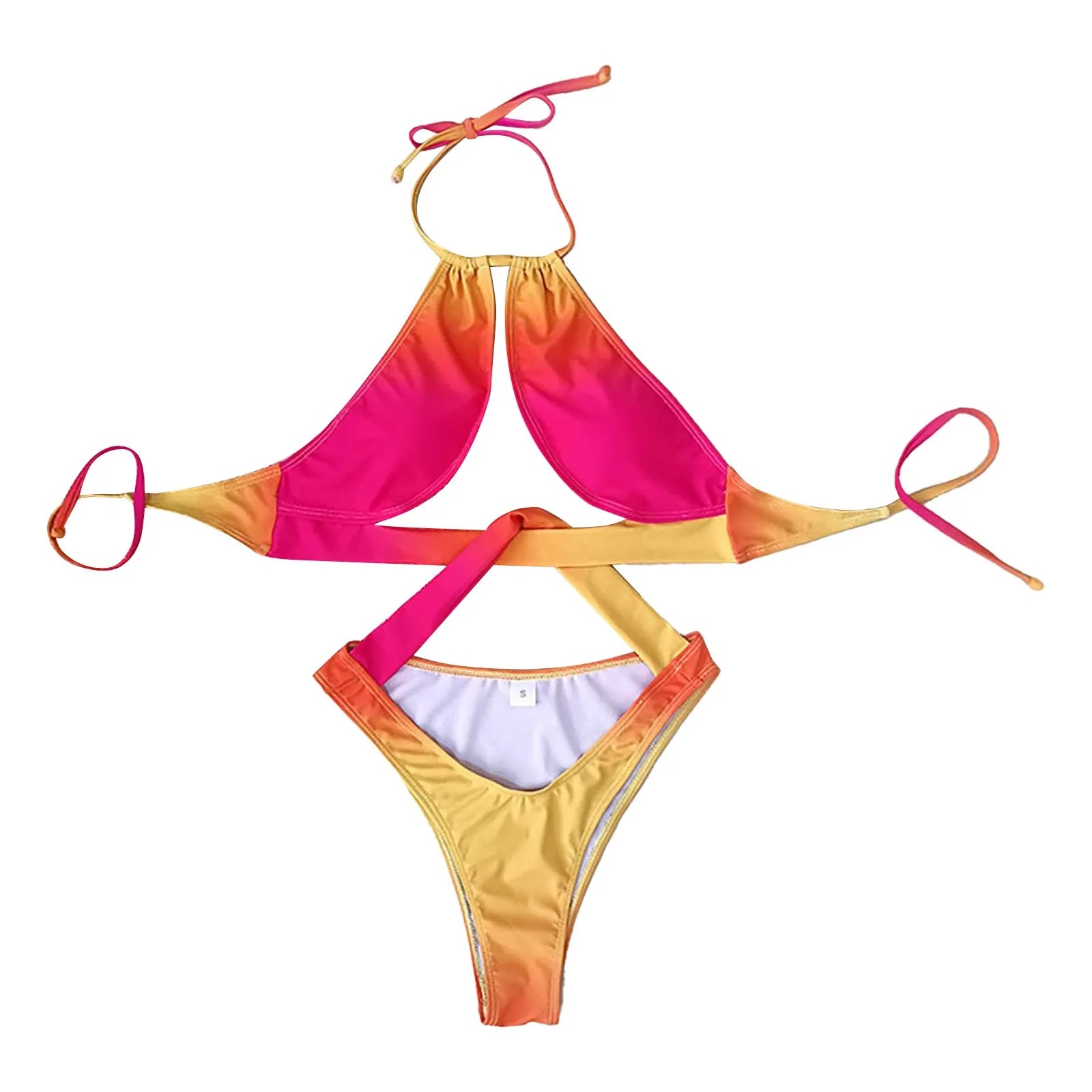 Ombre Cutout Halter Swimsuit Dollella