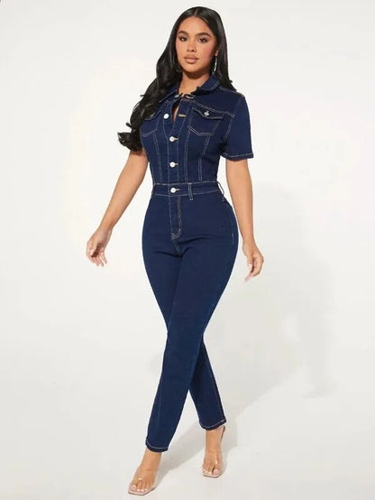 Chic Denim Jumpsuit - Dollella
