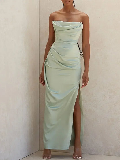 Luxe Satin Strapless Midi