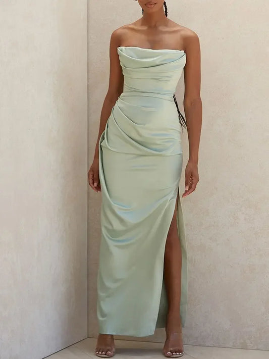 Luxe Satin Strapless Midi