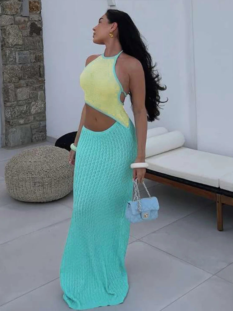 Twist & Tone Knit Maxi Dress - Dollella