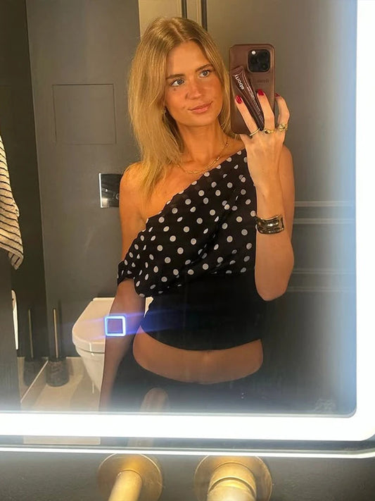 Polka Glam One-Shoulder