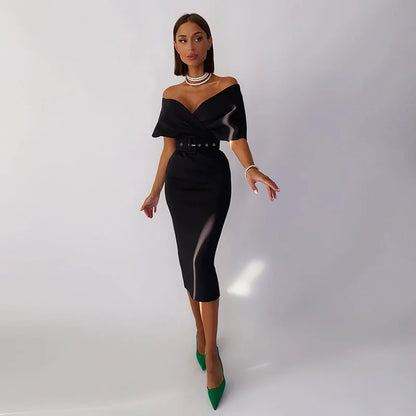 Timeless Off-Shoulder Midi