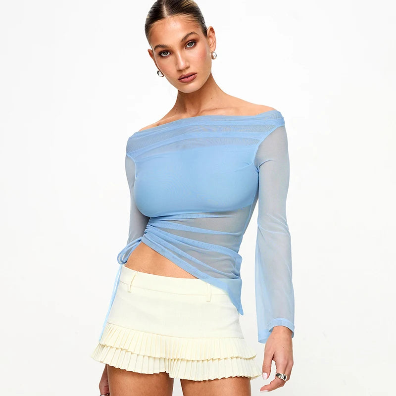 Glam Mesh Off-Shoulder Top - Dollella