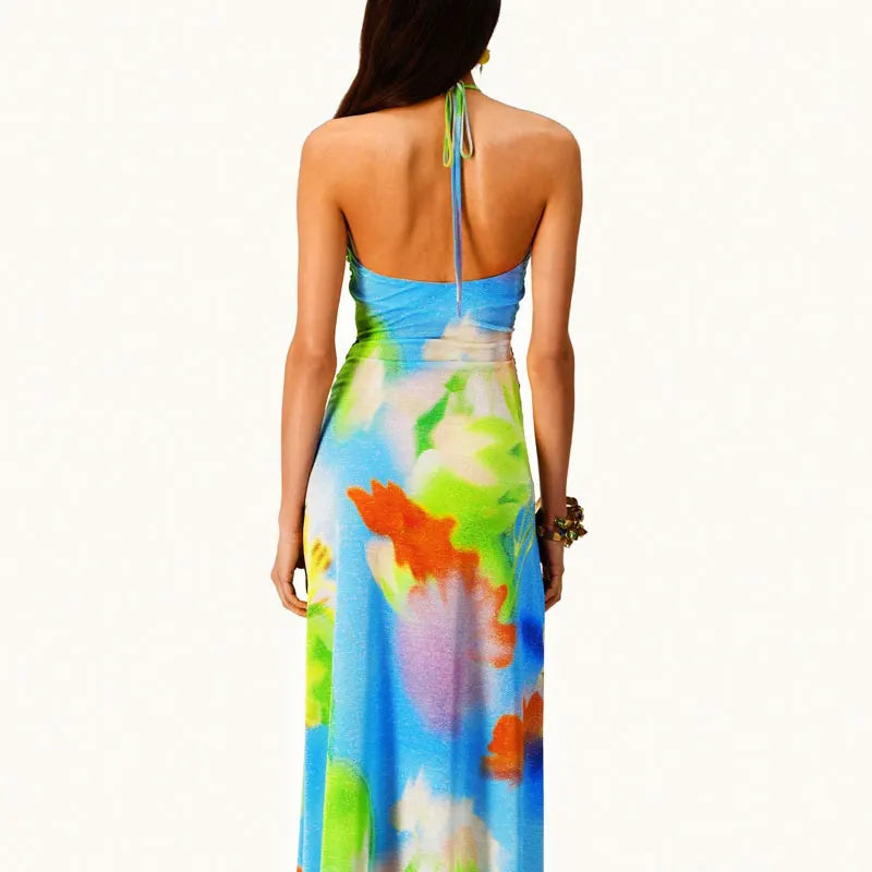 Rainbow Breeze Halter Maxi Dress Dollella