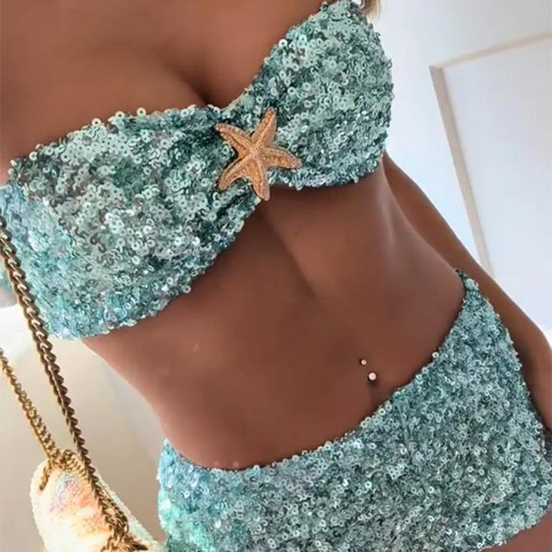 Aqua Star Sequin Co-ord