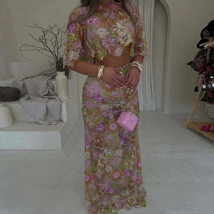 Rosevine Embroidery Two-Piece