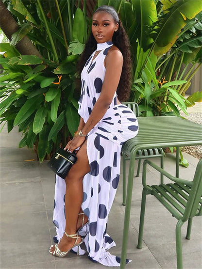 Moonlit Dot Slit Gown