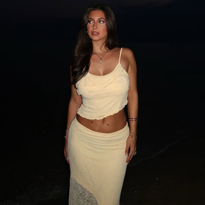 Golden Lace Cami & Skirt Duo